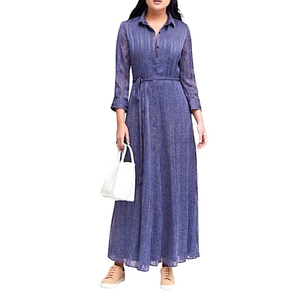 Banana Republic Herringbone maxi shirt dress 0P